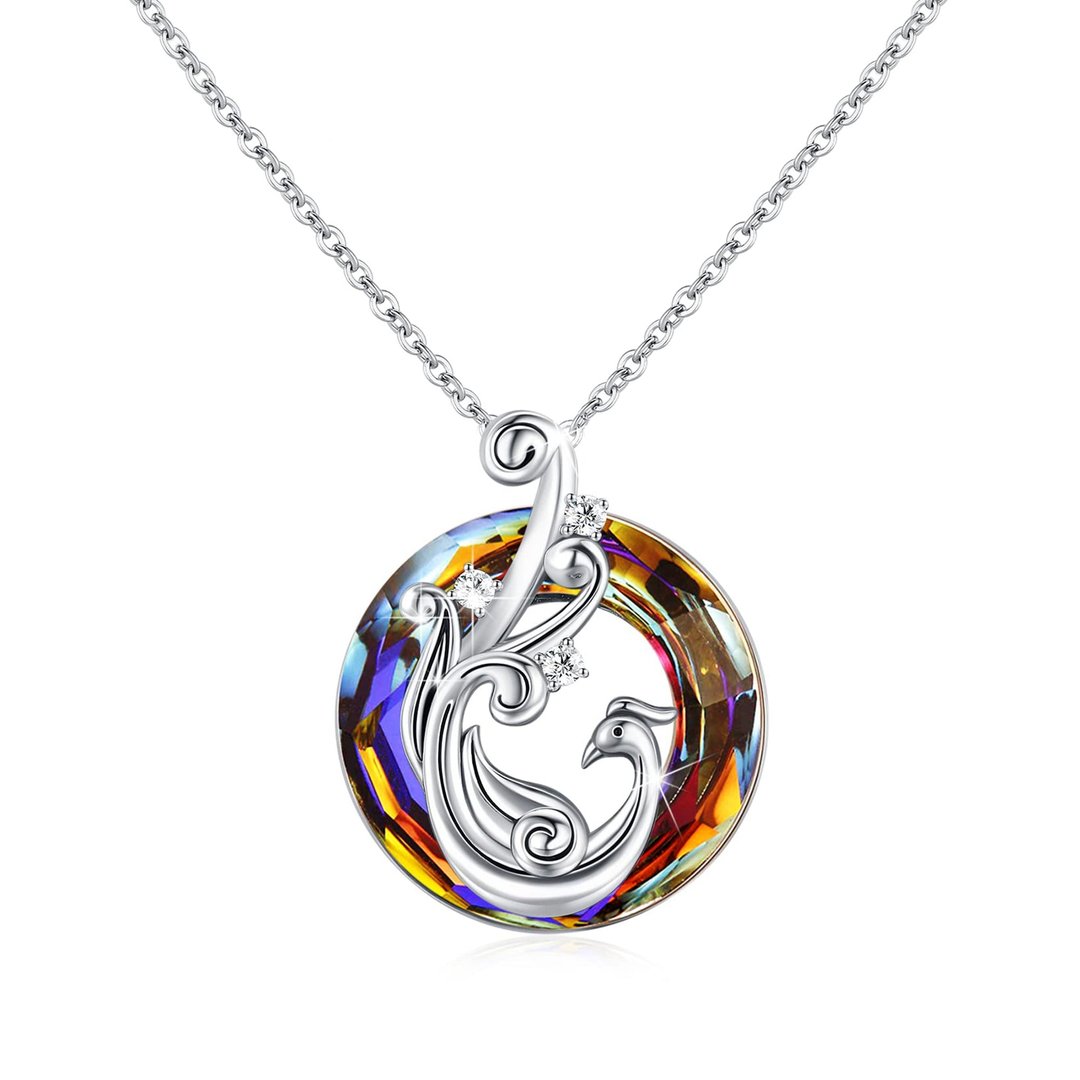For Self - S925 I Survived Because The Fire Inside Me Burns Brighter Than The Fire Around Me Colorful Crystal Phoenix Necklace-belovejewel.com