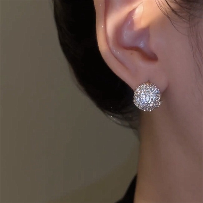 Double-Sided Sparkling Crystal Ball Earrings-belovejewel.com