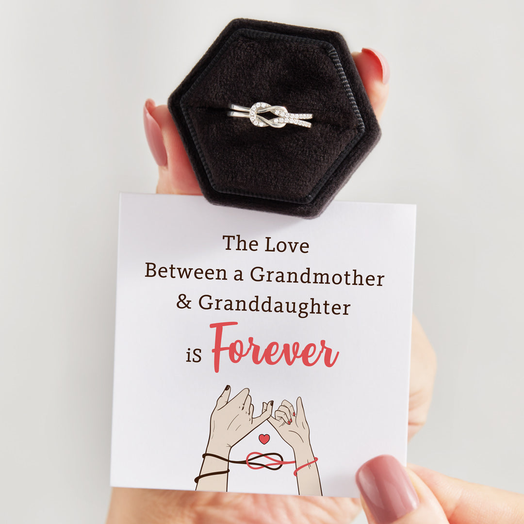 Knot Ring S925-Grandmother & Granddaughter Square