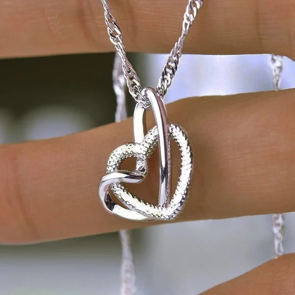 Interlocking Heart Necklace - Mother & Daughter Forever Linked Together-belovejewel.com