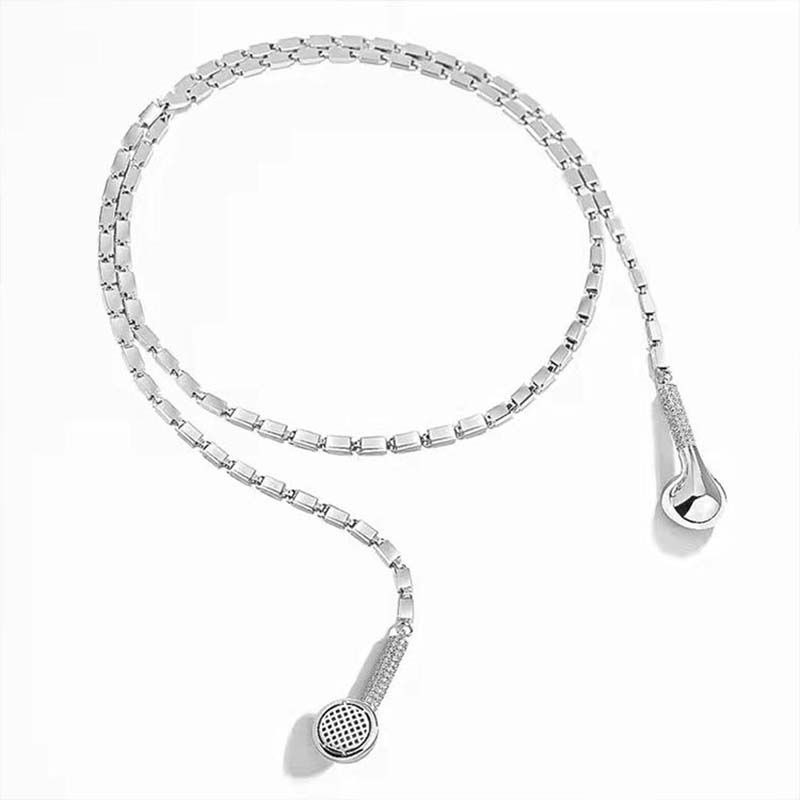 Shiny Zircon Slightly Inlaid Earphone Necklace-belovejewel.com