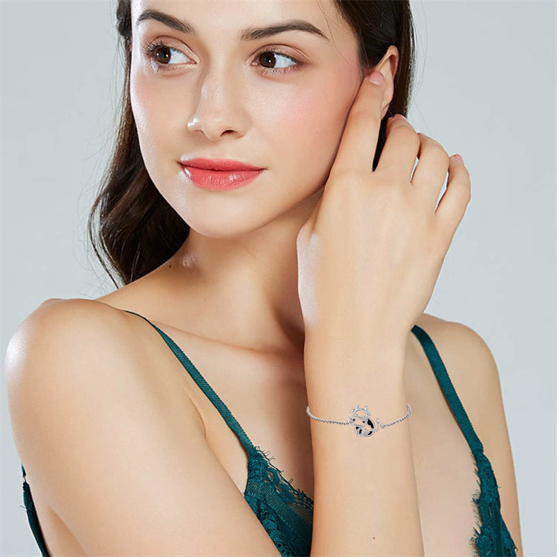 Cow Gifts Sterling Silver Cow Lover Gifts Cow Mom Gifts Cow Themed Gifts Cow Bracelet for Women Girl-belovejewel.com