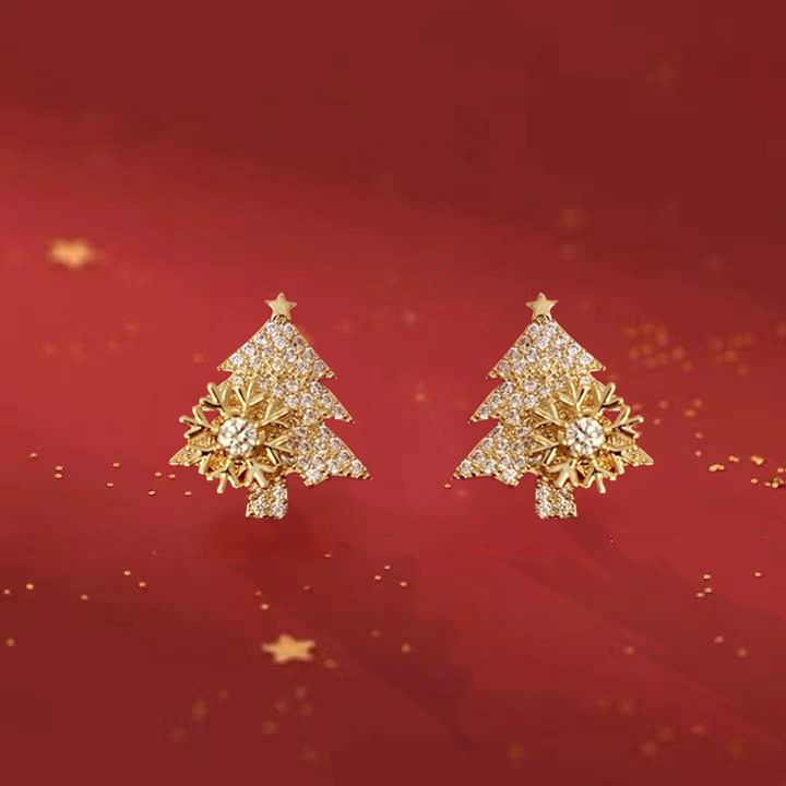 ⚡50% OFF-Black Friday Sale🔥Rotatable Snowflake Christmas Tree Earrings-belovejewel.com