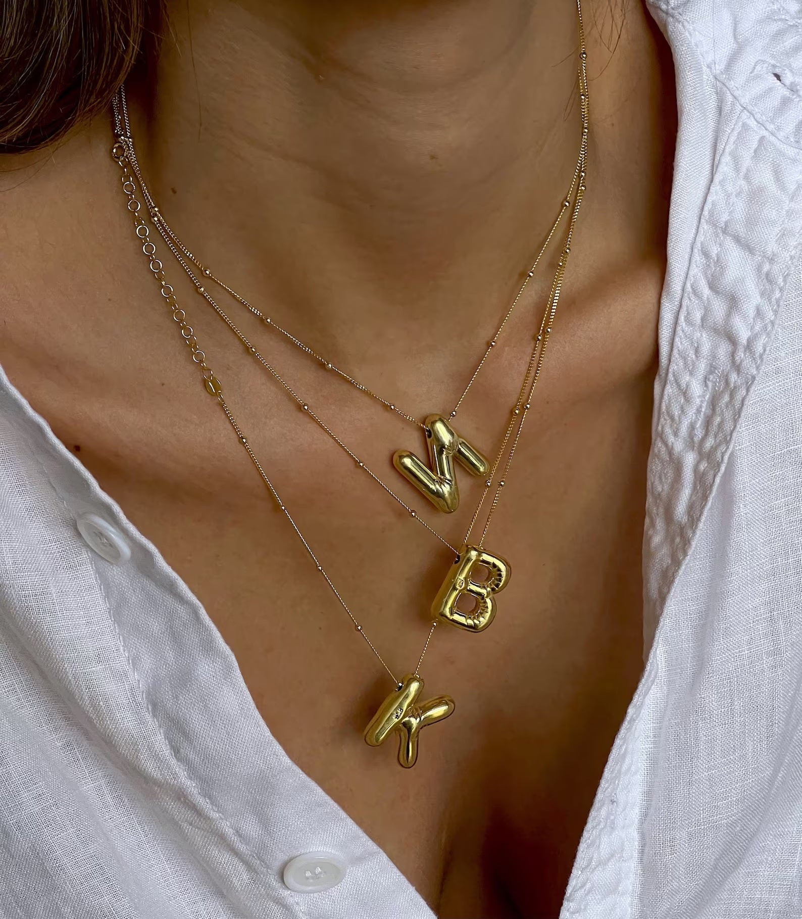 Balloon Alphabet Pendant '18k Gold Plated'-belovejewel.com