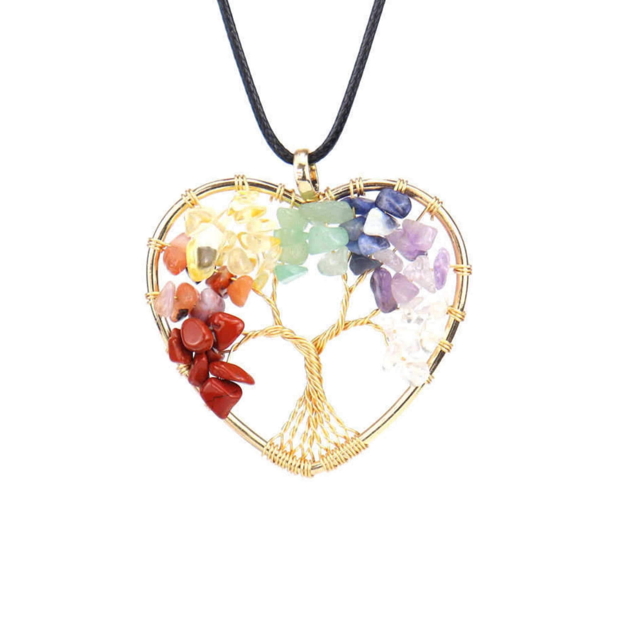 🌴Crystal Tree of Life Heart Shaped Necklace-belovejewel.com