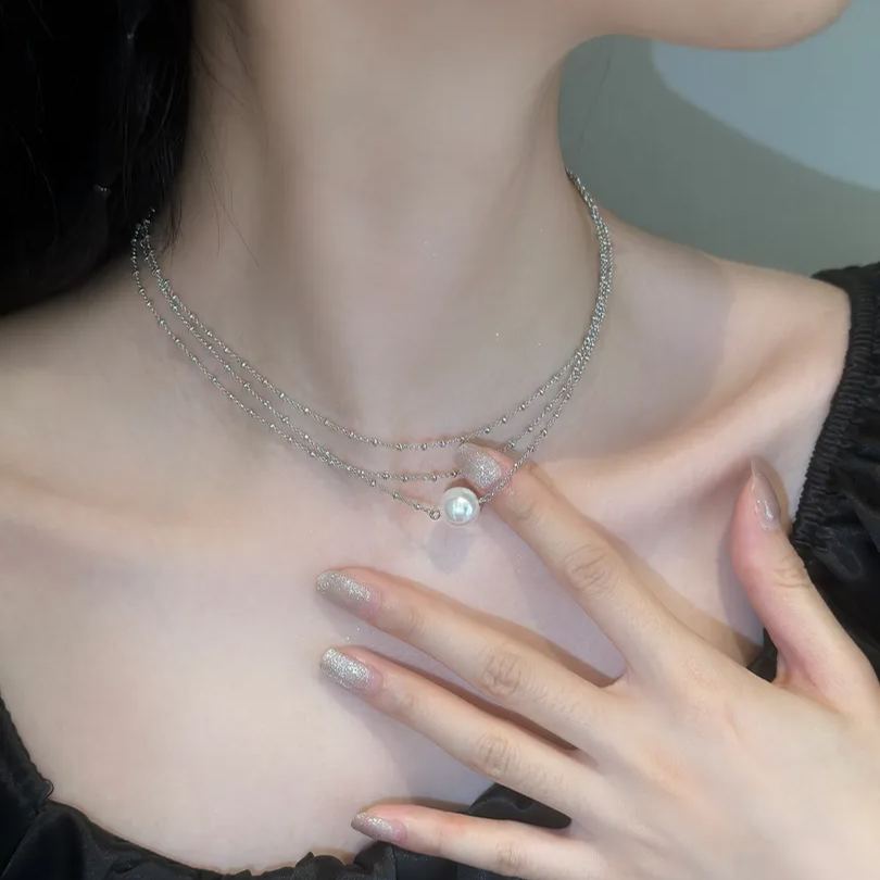 Multi-Layer Single Pearl Necklace-belovejewel.com