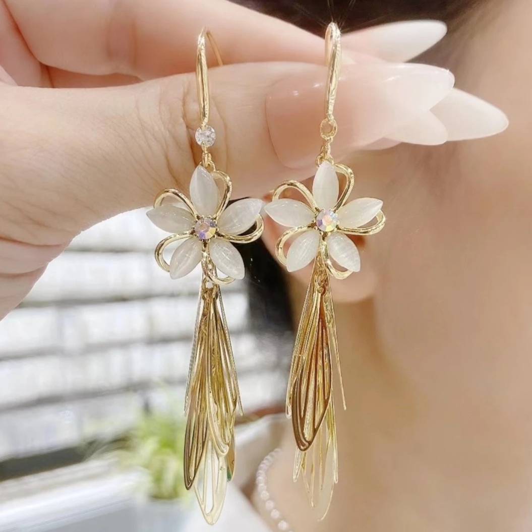 🌹Opal Flower Tassel Earrings-belovejewel.com