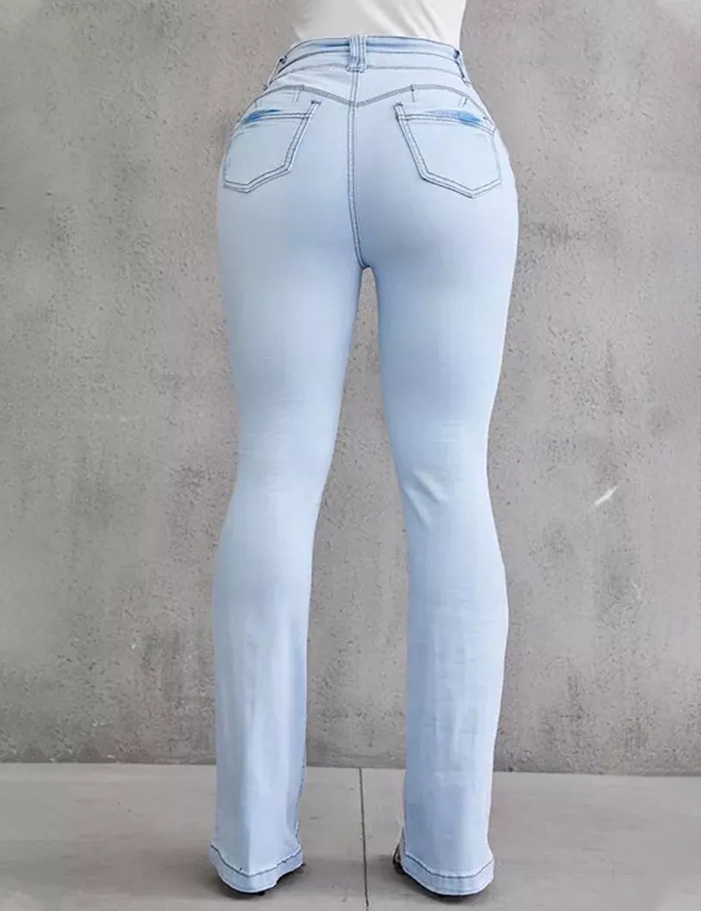 Button Front Butt Lifting Flare Jeans