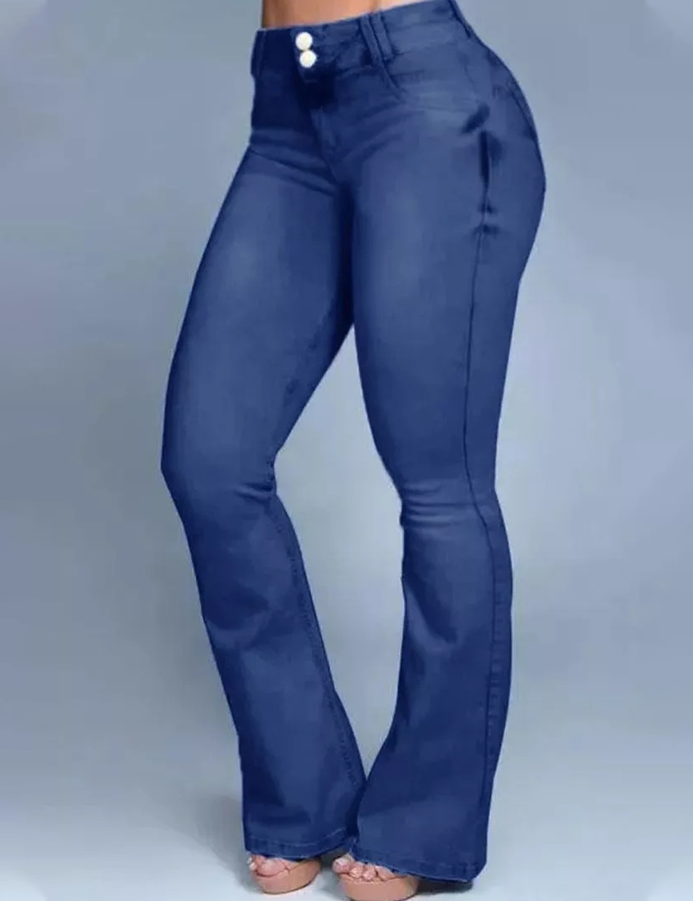 Button Front Butt Lifting Flare Jeans