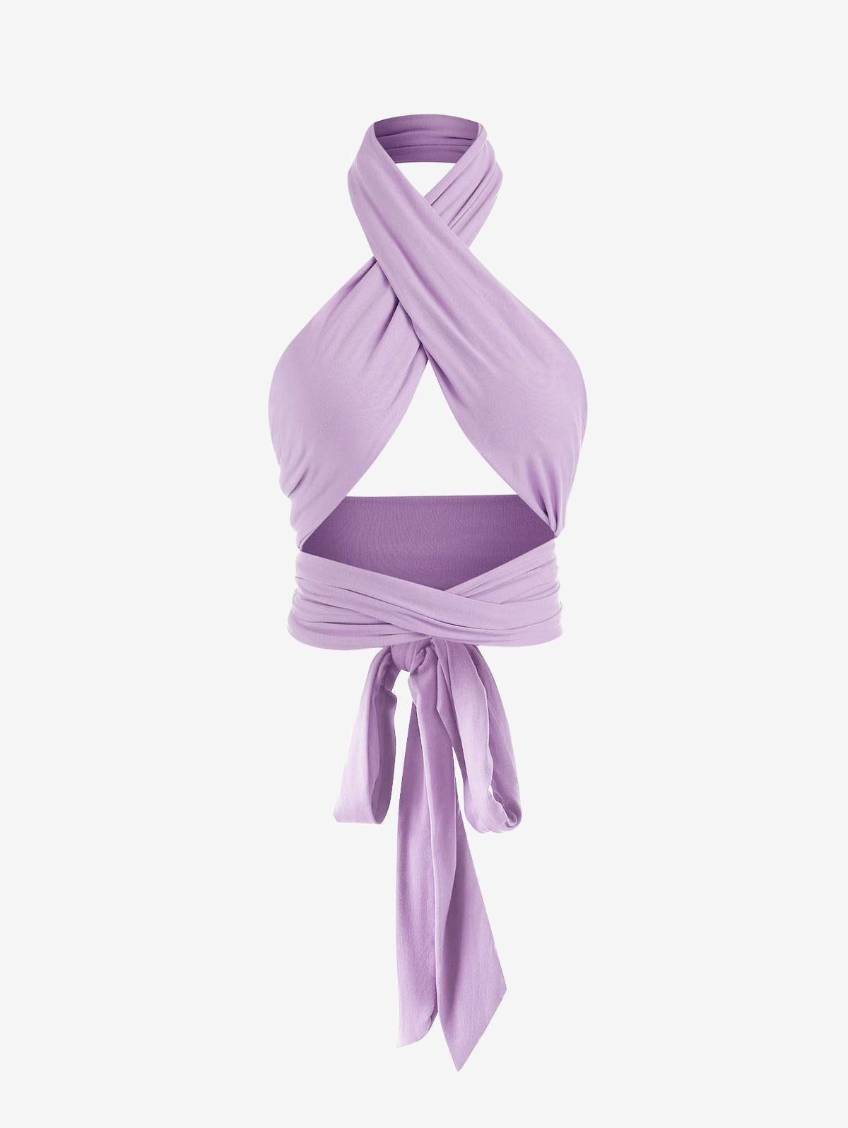 Tie Back Criss Cross Wrap Crop Top