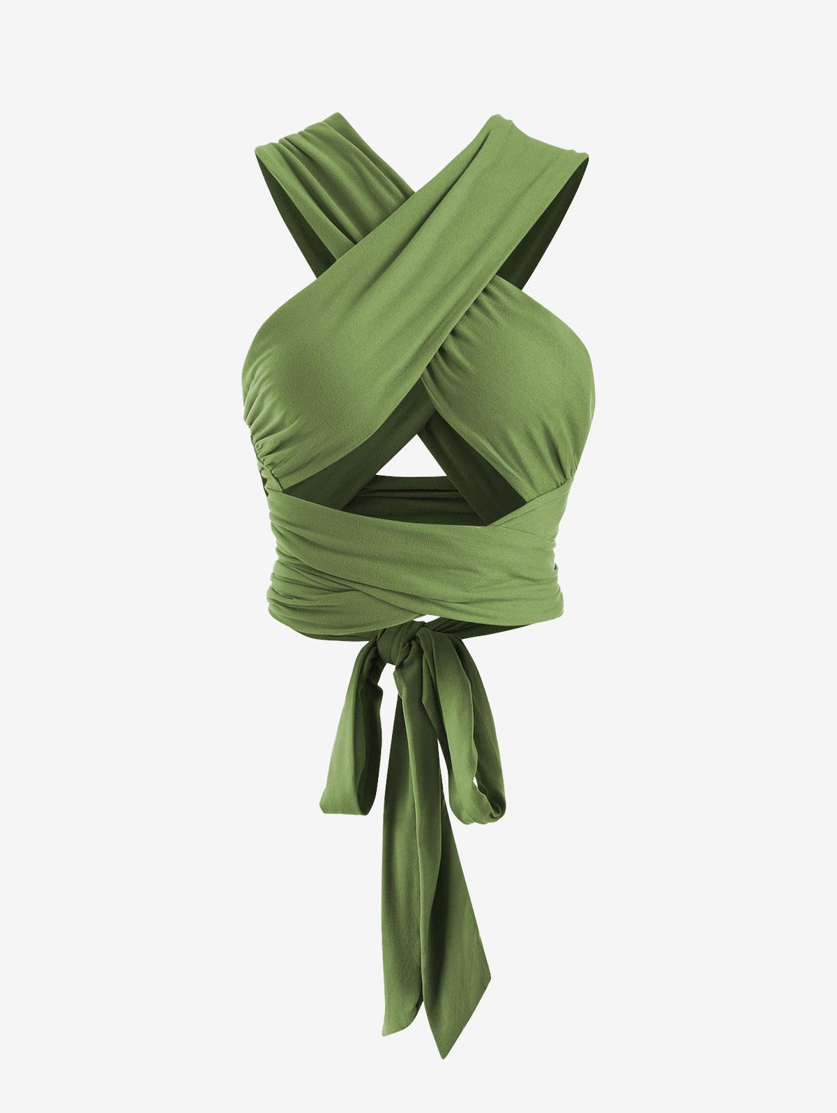 Tie Back Criss Cross Wrap Crop Top