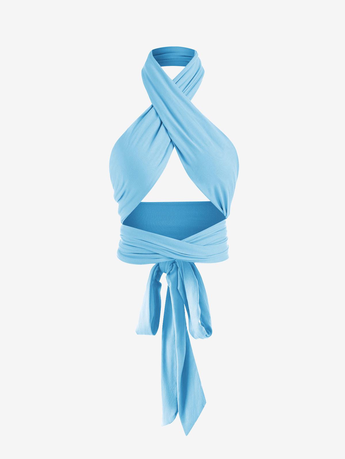 Tie Back Criss Cross Wrap Crop Top