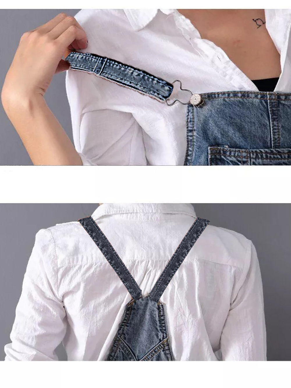 Midiross Ripped Denim Overall Dress