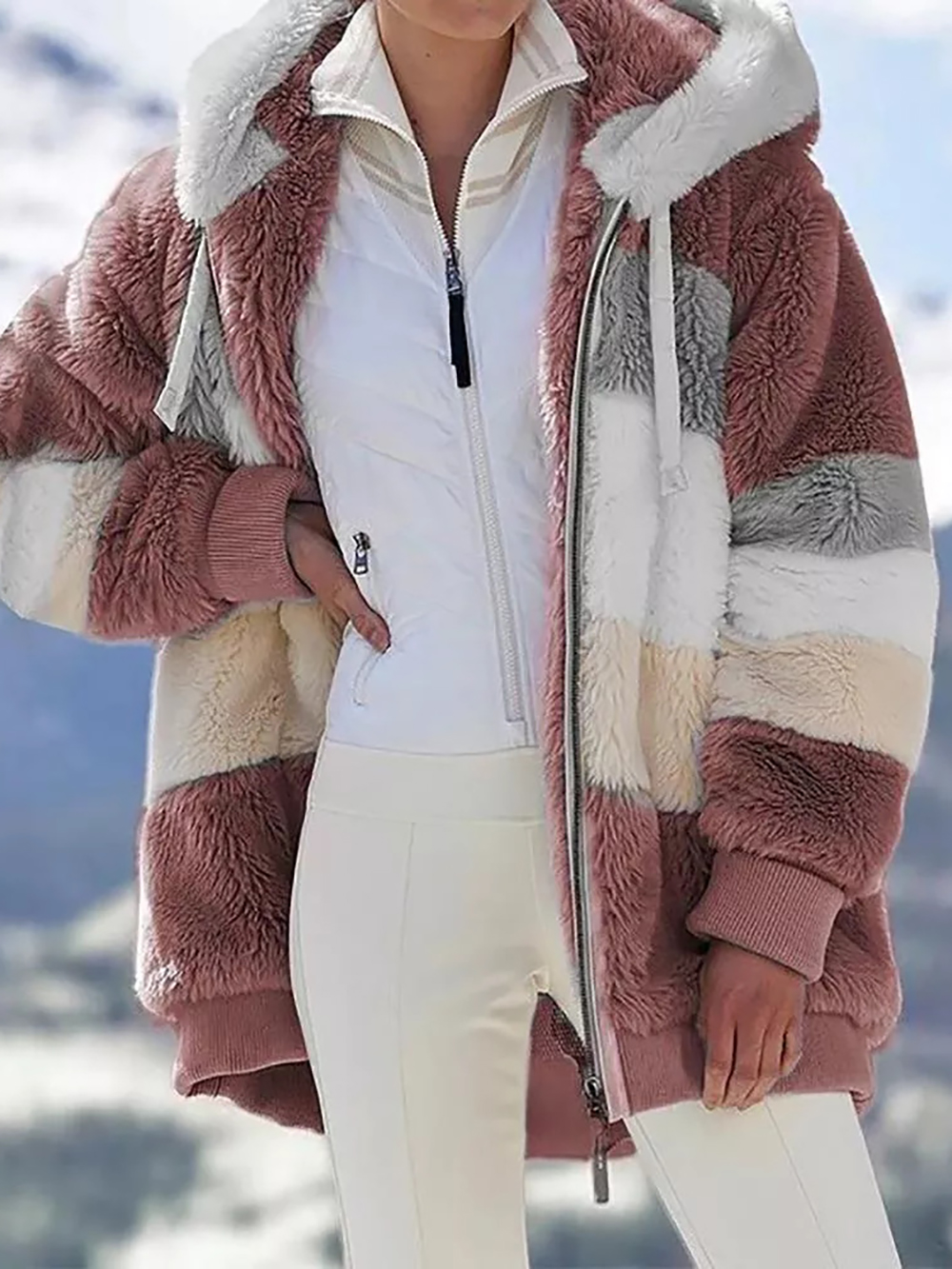 🔥HOT SELL-🐑RCONTRASTING LAMB WOOL PADDED COAT🎁SPECIAL OFFE