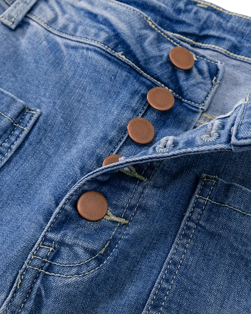 Button Fly Booty Shaping High Waist Flare Jeans