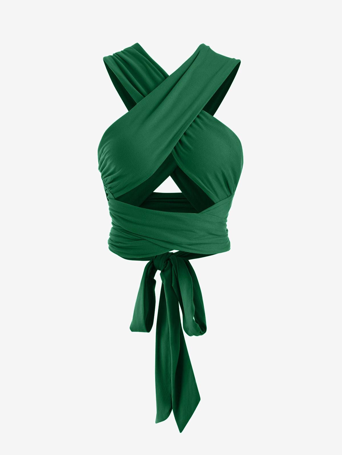 Tie Back Criss Cross Wrap Crop Top