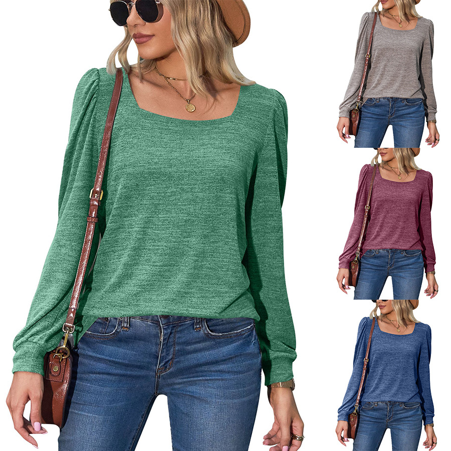WOMEN V NECK LONG SLEEVE SHIRTS LOOSE CASUAL TOPS