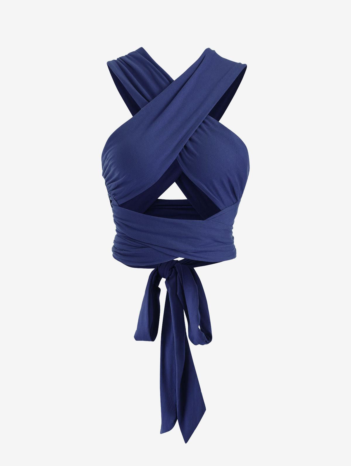 Tie Back Criss Cross Wrap Crop Top