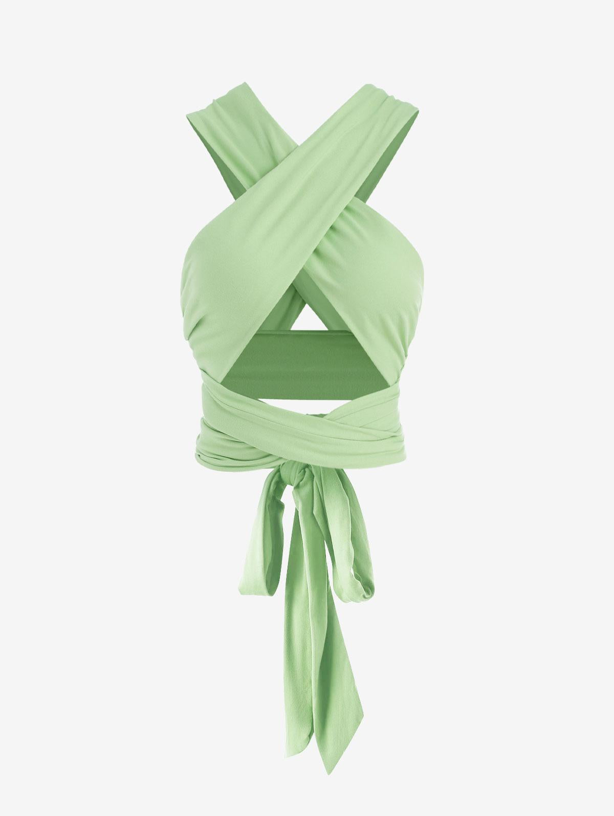 Tie Back Criss Cross Wrap Crop Top