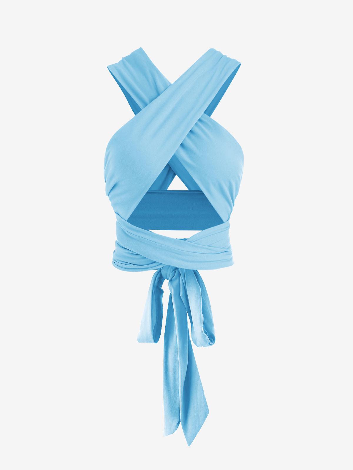 Tie Back Criss Cross Wrap Crop Top