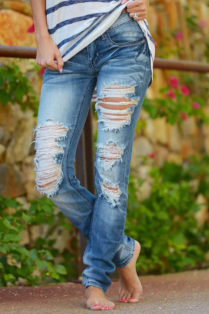 Midiross Distressed Low Waist Jeans