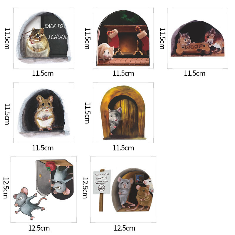 😂Funny Decoration 🐭🏠 3D Mouse Wall Sticker-EchoDecor