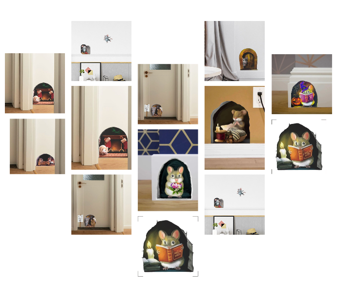 😂Funny Decoration 🐭🏠 3D Mouse Wall Sticker-EchoDecor