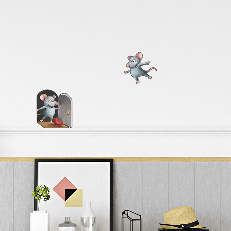😂Funny Decoration 🐭🏠 3D Mouse Wall Sticker-EchoDecor