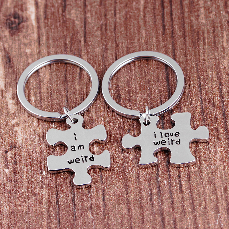  Couple Puzzle Piece Keychains-EchoDecor