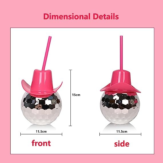 Fashionable Pink Disco Ball Cowboy Hat