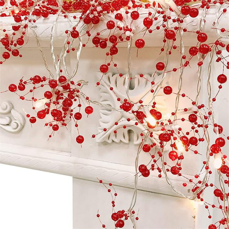 Christmas Red Beads Lights-EchoDecor