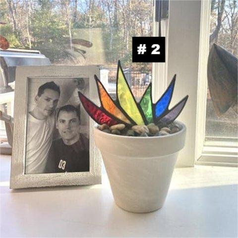 SUNCATCHER STAINED AGAVE PLANTE-EchoDecor