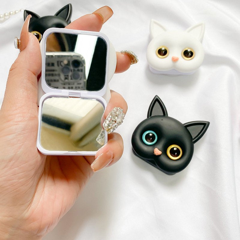 🐱3D Cute Kitten Phone Holder with mini Mirror-EchoDecor