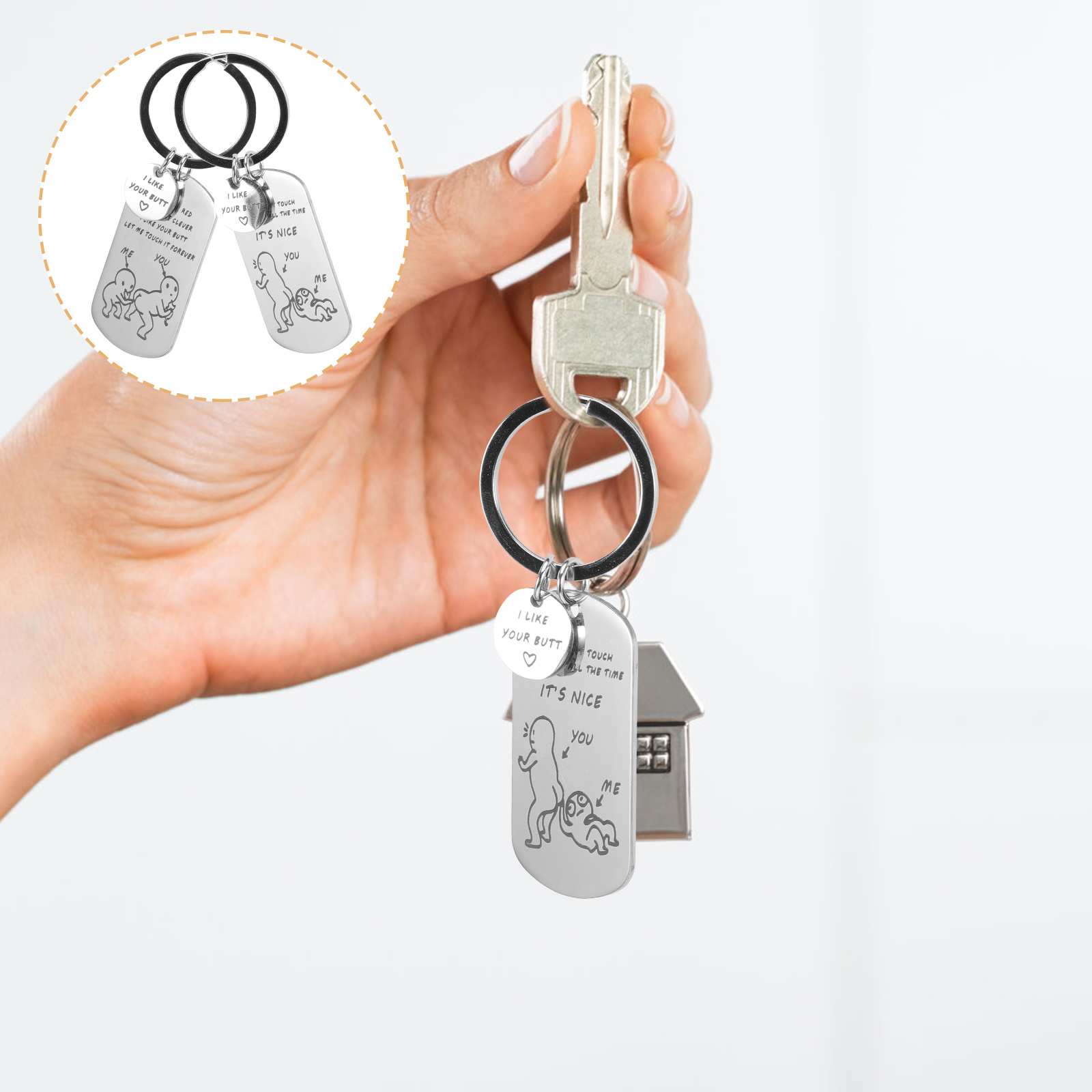 Funny Couple Gifts Keychain I Like Your Butt Let Me Touch it-EchoDecor