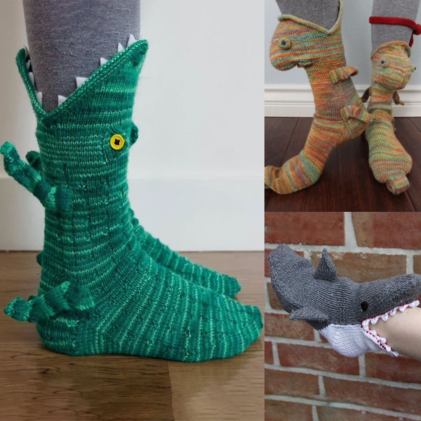 (💝Christmas Sale 50% OFF!!)-3D Knit Crocodile Socks-EchoDecor