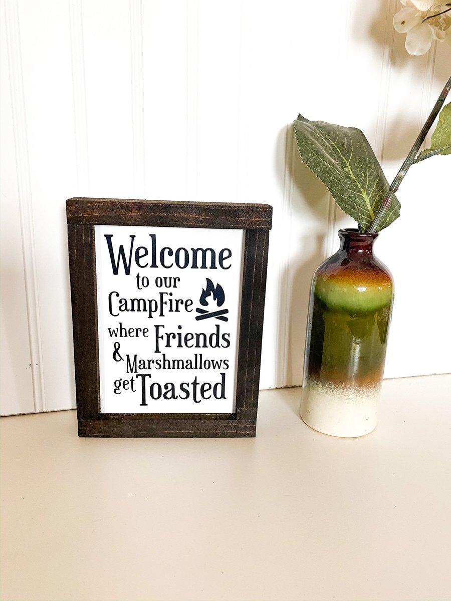 Welcome to our campfire framed sign-EchoDecor