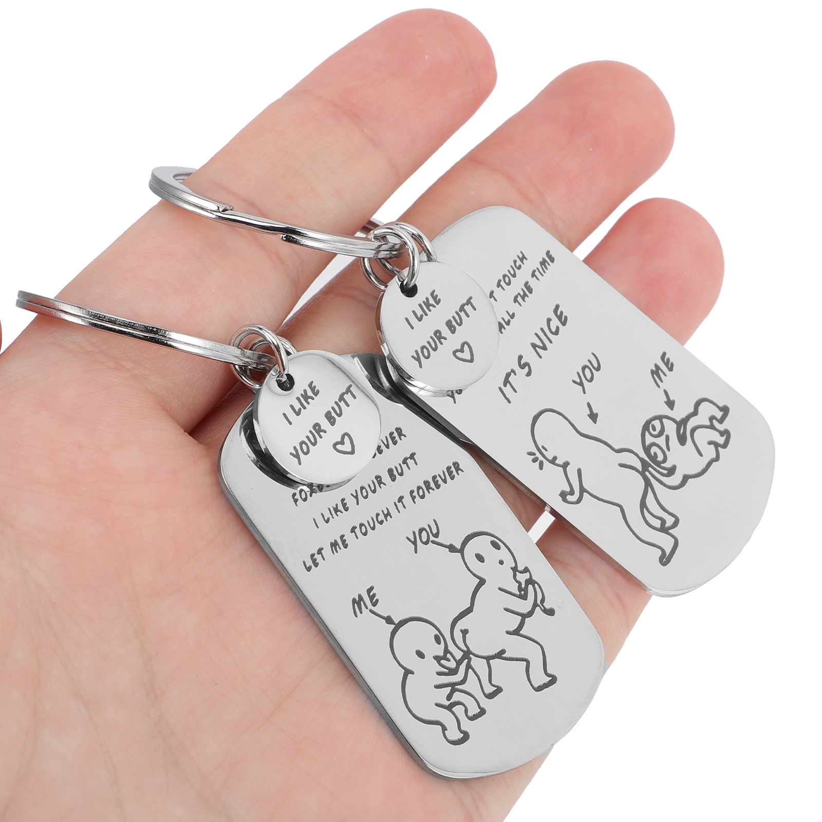 Funny Couple Gifts Keychain I Like Your Butt Let Me Touch it-EchoDecor