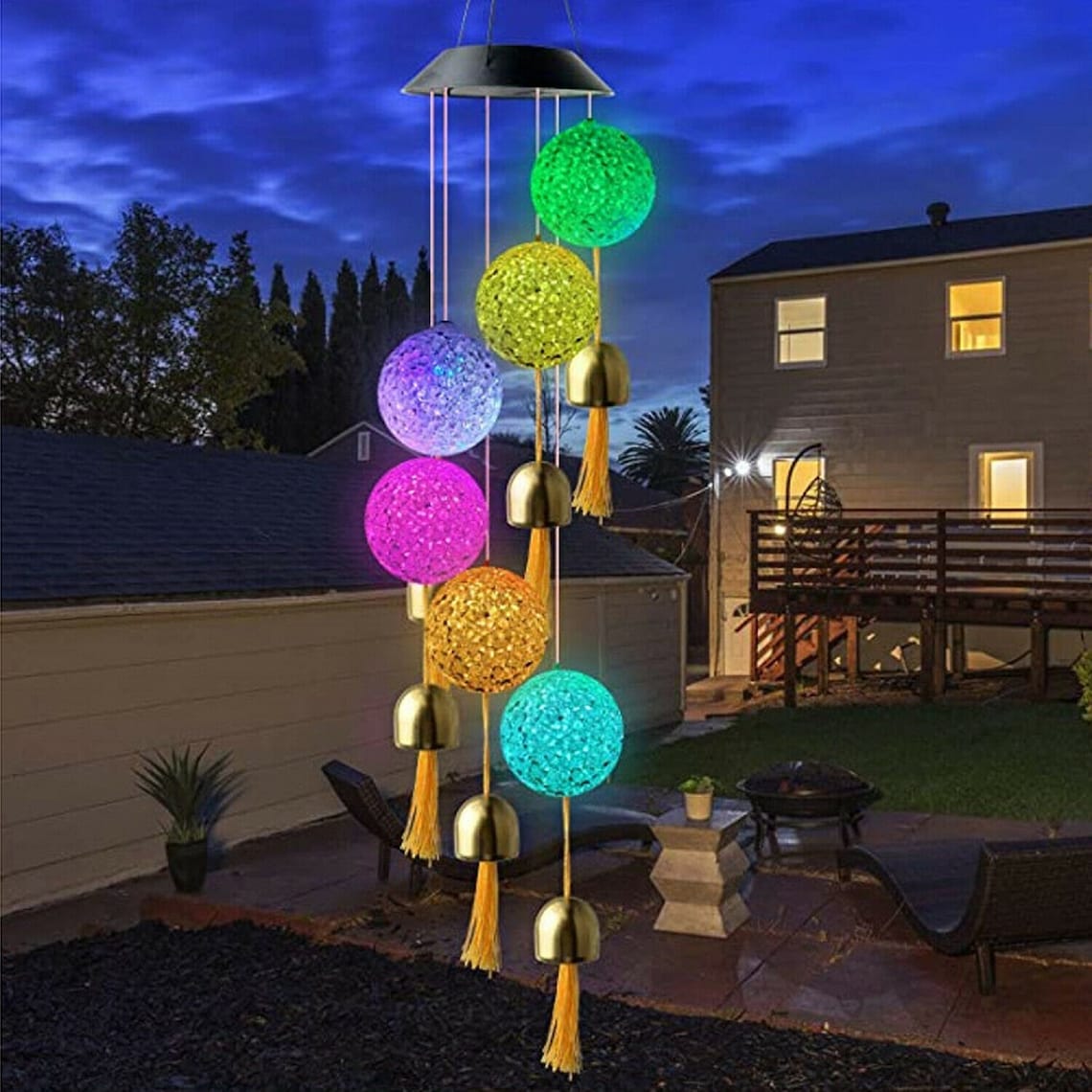 Solar Power Windchime Outdoor Light Color Changing Wind Chime-EchoDecor