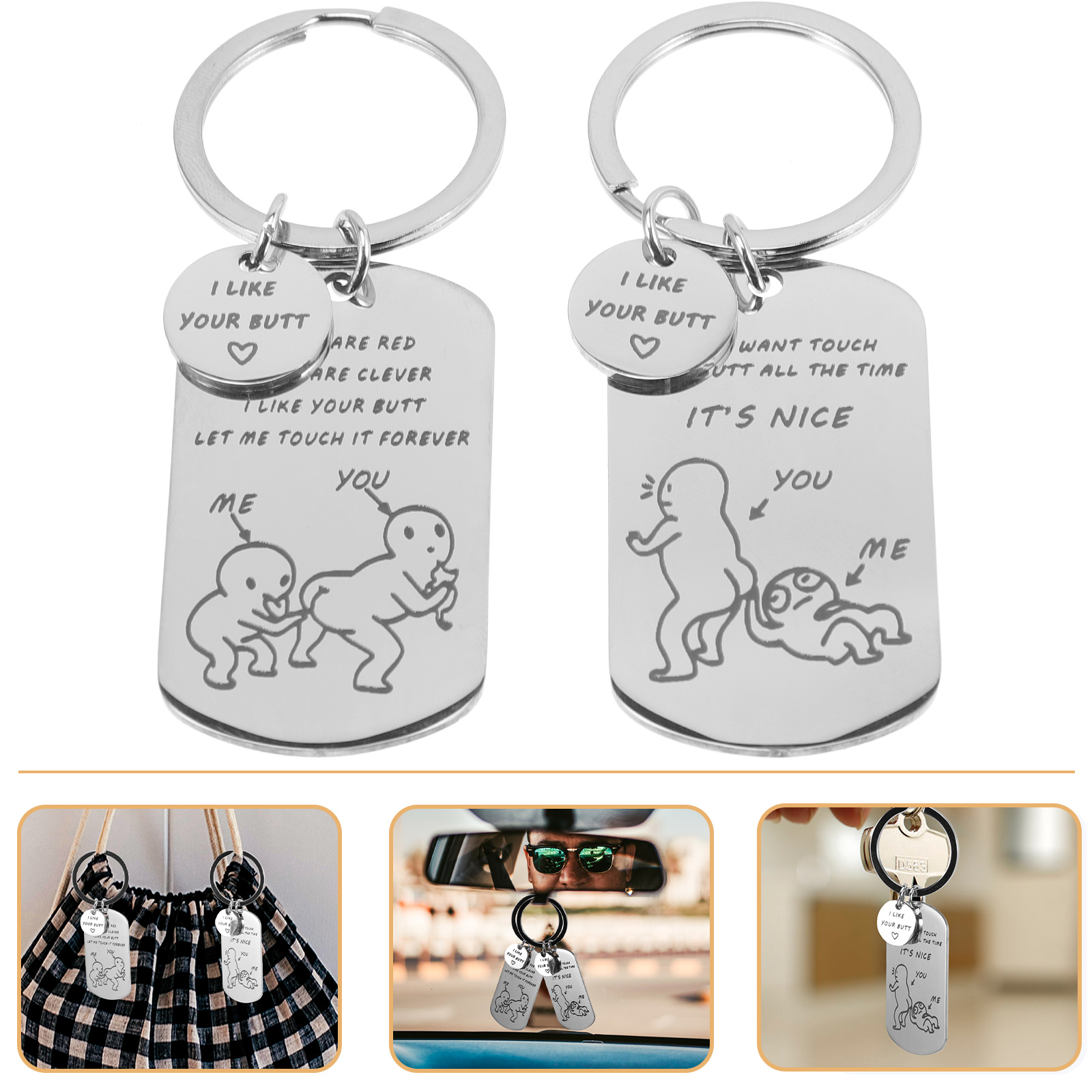 Funny Couple Gifts Keychain I Like Your Butt Let Me Touch it-EchoDecor