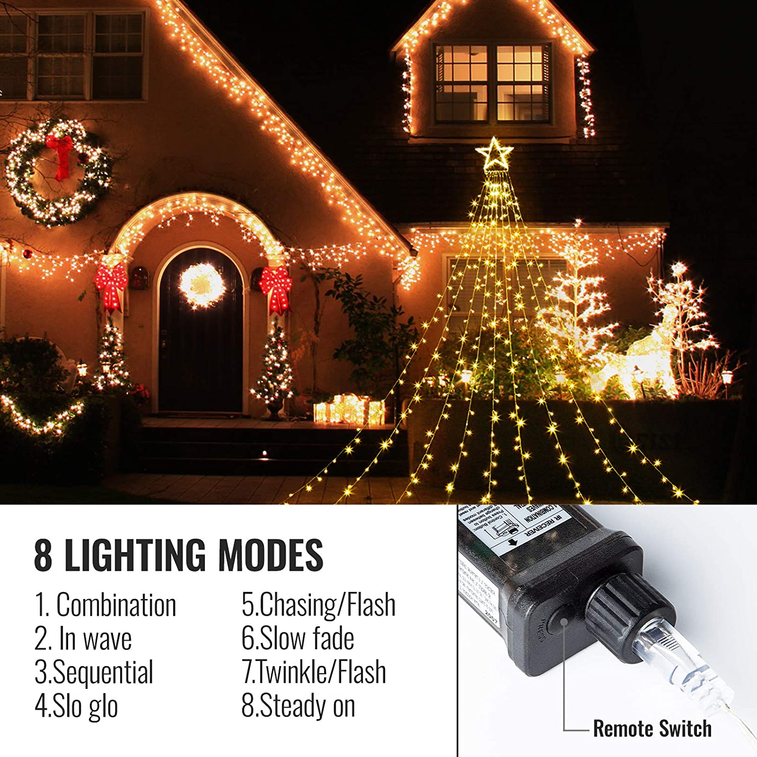 SOLAR GARDEN DECOR LIGHTS LED  8 LIGHTING MODES OUTDOOR TREE DECORATIONS-EchoDecor