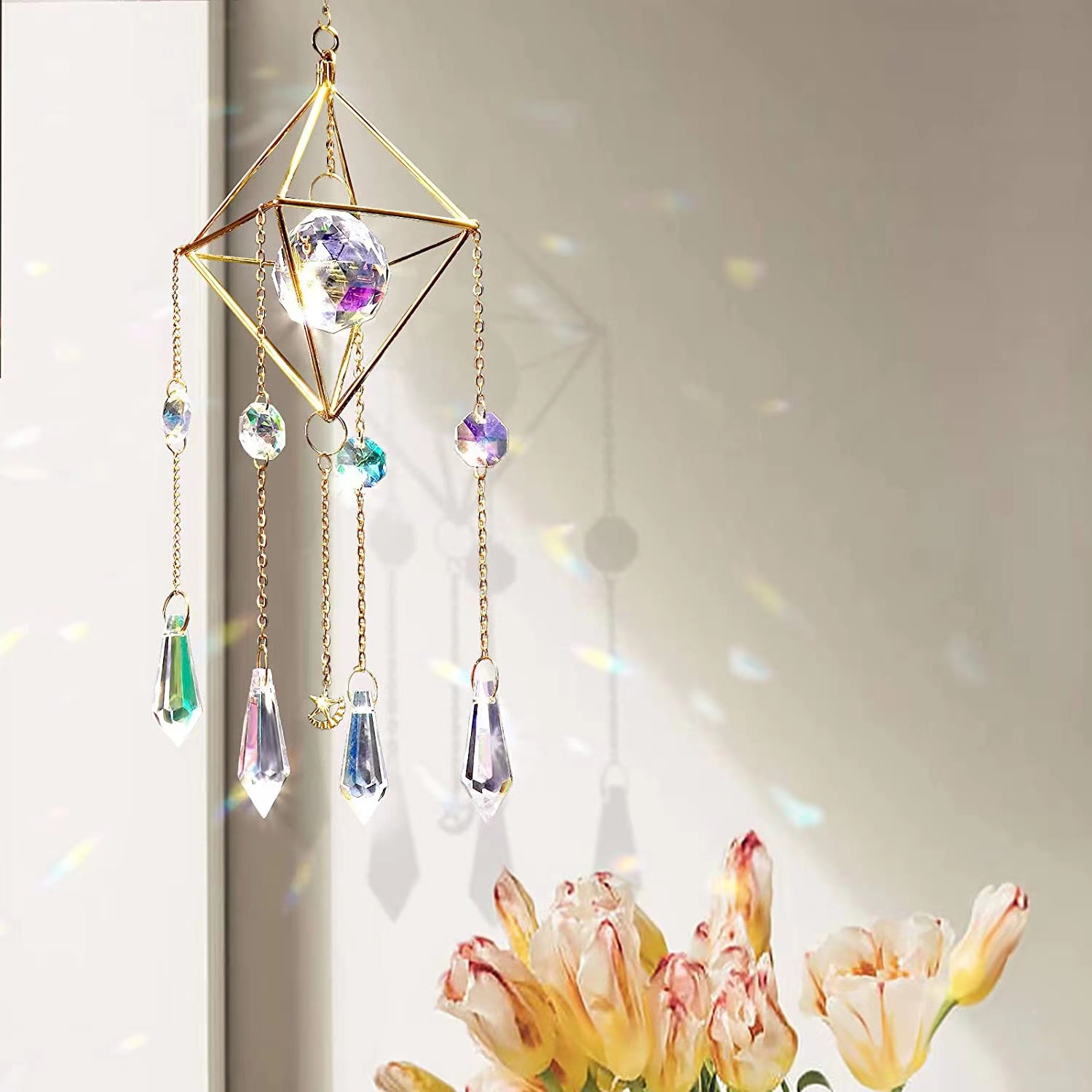🔮2022 Christmas Hot Sale-Suncatcher Moon Crystal Wind Chime💎-EchoDecor