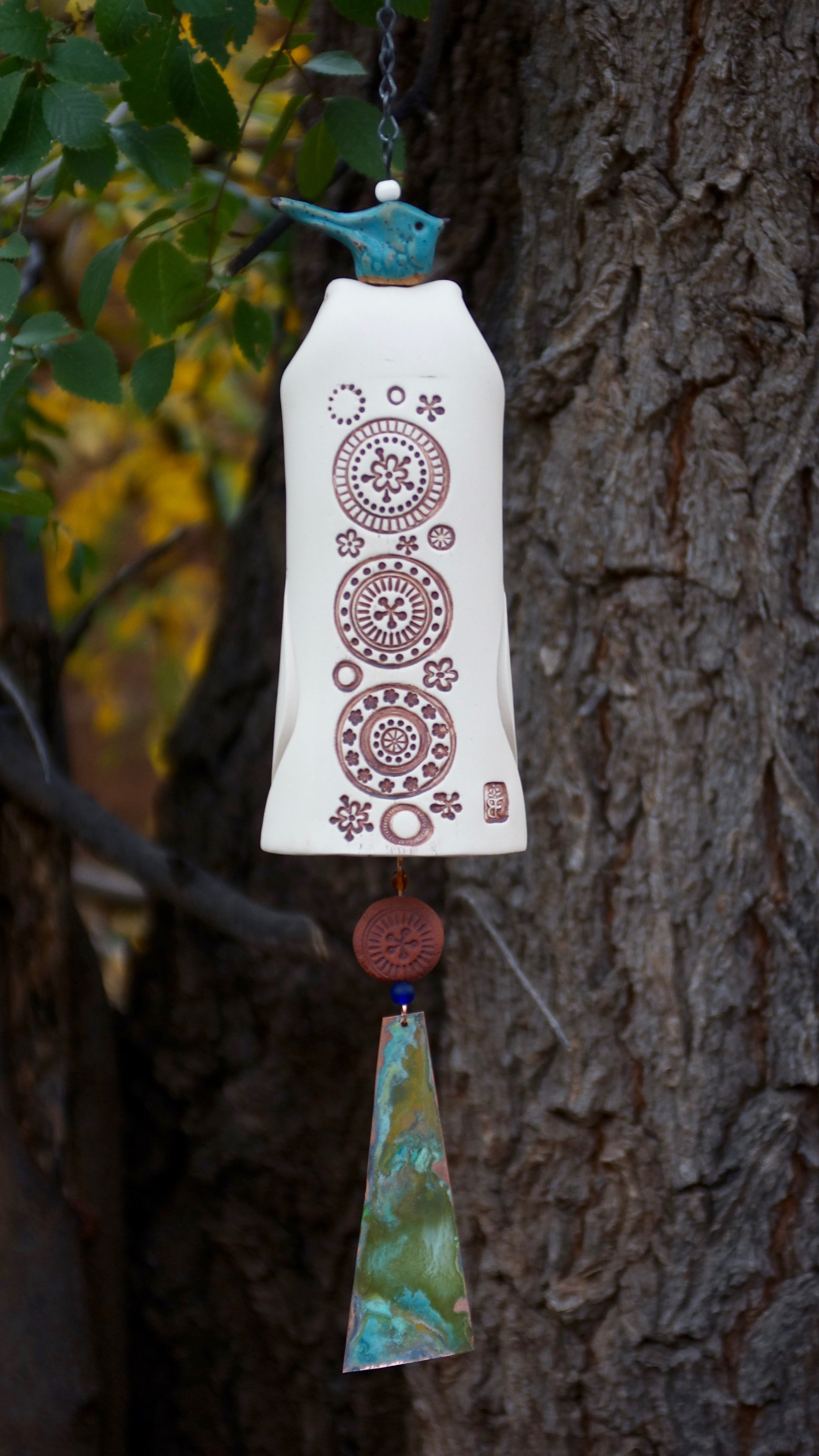 Ceramic Wind Chime with Circle Pattern-EchoDecor