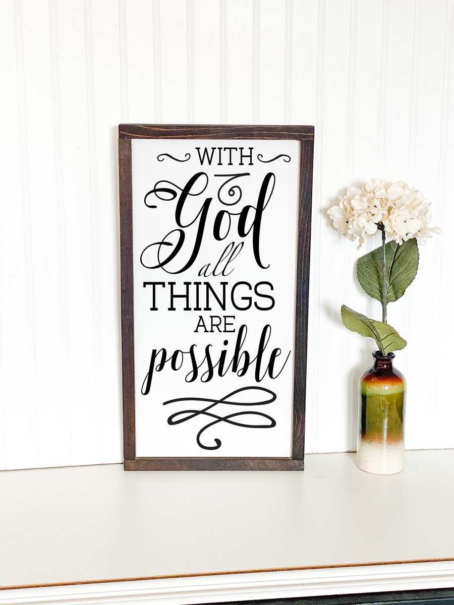 With God all things are possible wood framed sign-EchoDecor