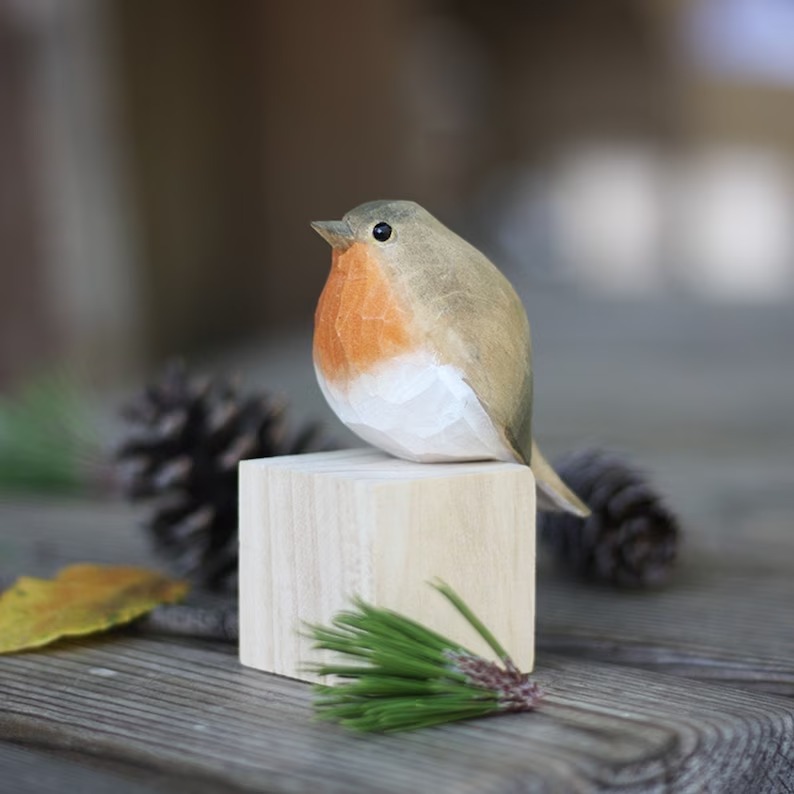 🐦 Wooden Hand Carved Painted Bird Ornaments-EchoDecor