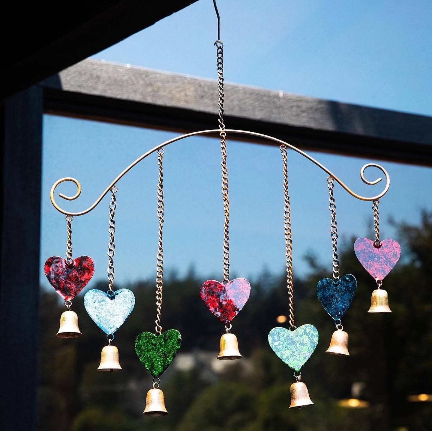 Hearts Multicolor Wind Chime-EchoDecor