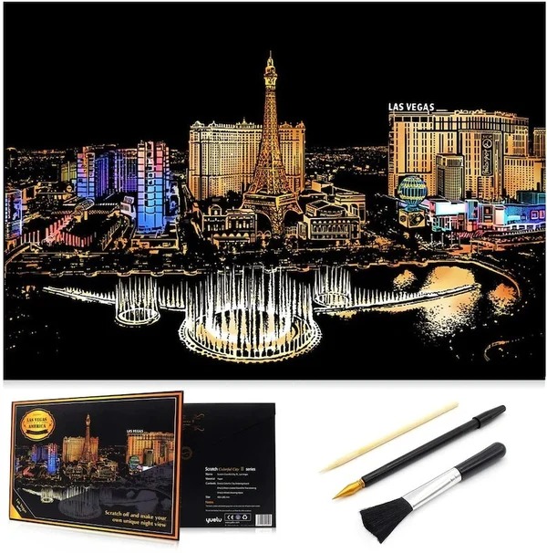 🔥Last Day 50%OFF🔥 Scratch-Off Rainbow Painting - World Famous Tourist Attractions 16 X 11.2 Inches-EchoDecor
