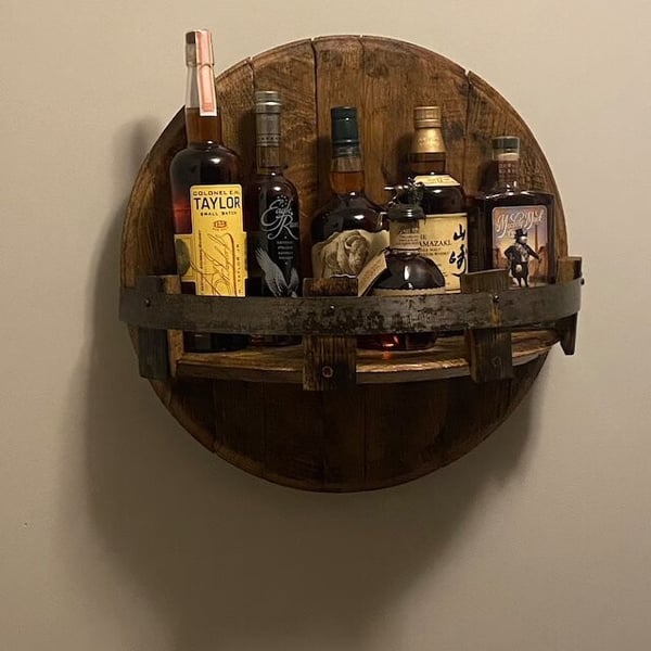 Bourbon whiskey barrel shelf-EchoDecor