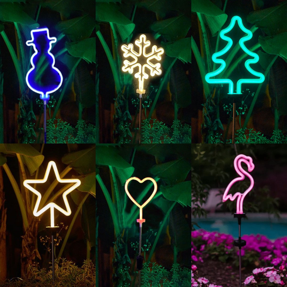 💟2022 NEW Solar LED Neon Unique Profile Friendly Garden Stake Light Sign-EchoDecor