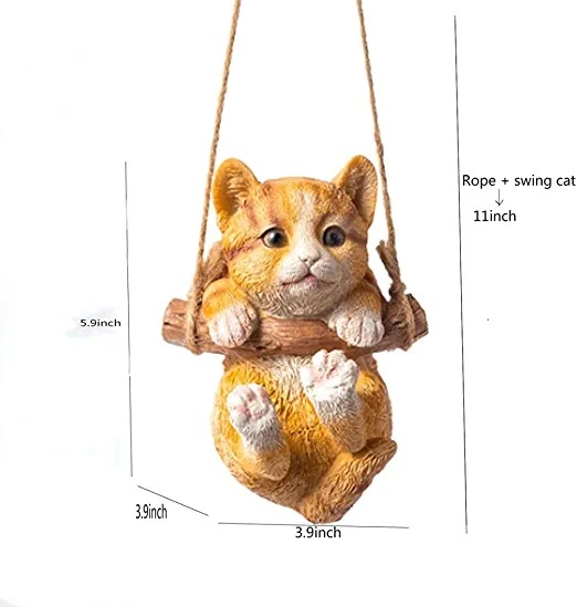 🔥Hot Sale 50 OFF😻Cute Outdoor Swing Small Cat Garden Sculpture-EchoDecor