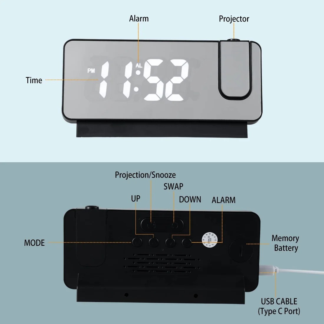 🔥 Hot Sale 🔥 Mirror projection alarm clock-EchoDecor